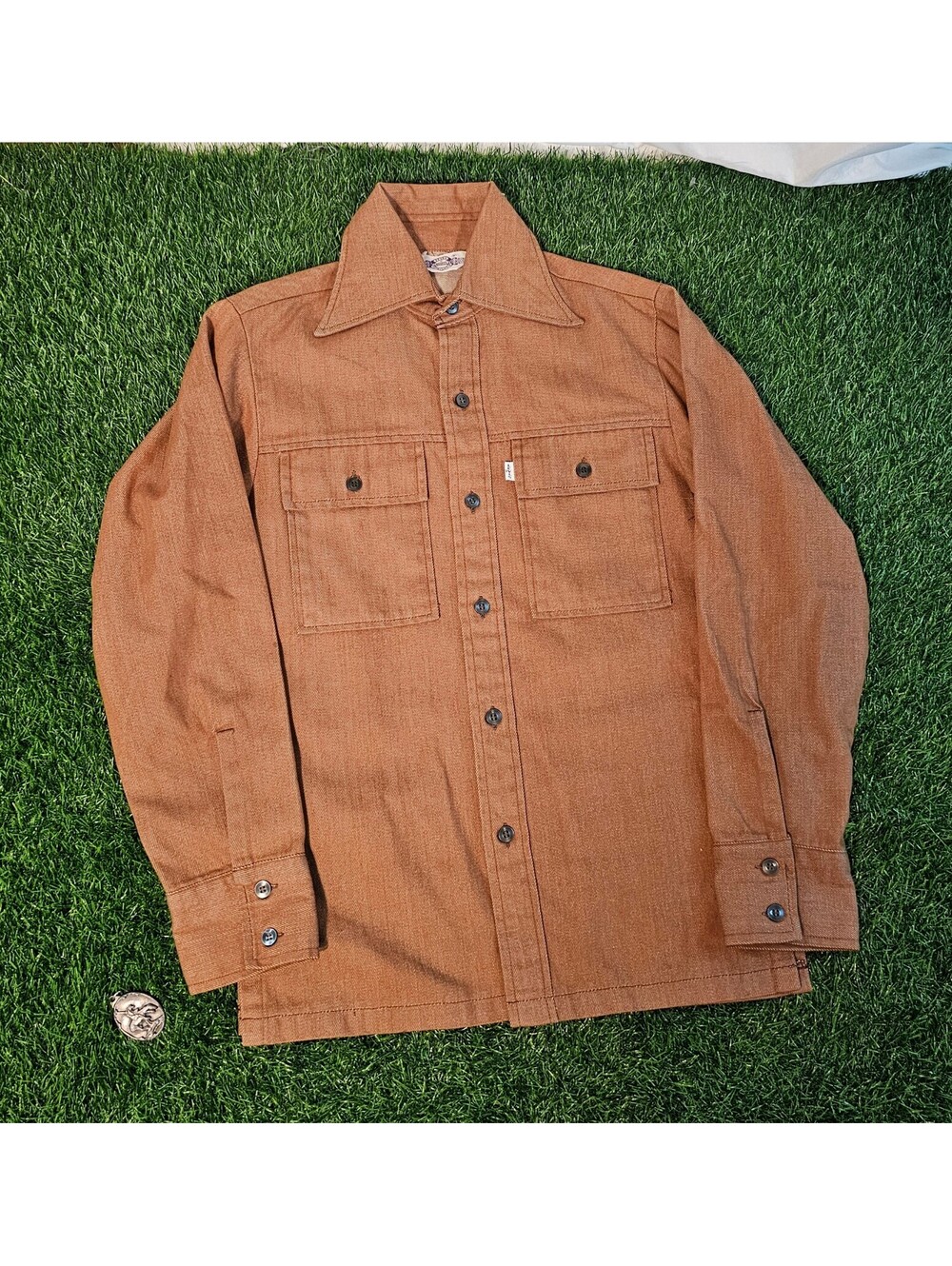 True Vintage 70s Big E Levi's Panatela Sportswear Brown Button-Up Shirt Jacket